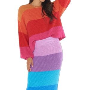 Show Me Your Mumu Pismo Colorful Striped Knit Sweater, Sunrise Stripe size XS